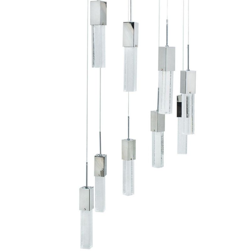 Sparkling Night Chandelier Chrome Metal and Acrylic 9 LED Light Dimmable