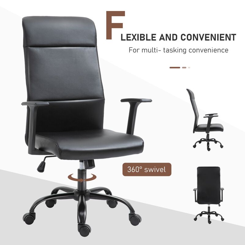 Black Executive Comfort: High-Back Faux Leather Office Chair