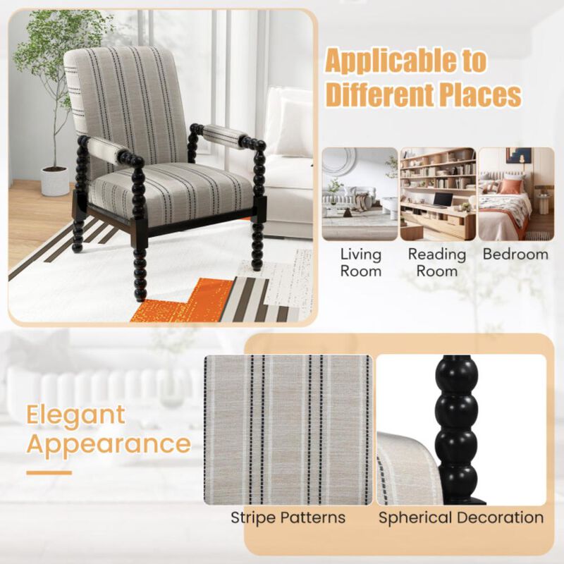 Hivvago Upholstered Accent Chair with Rubber Wood Frame for Living Room-Beige