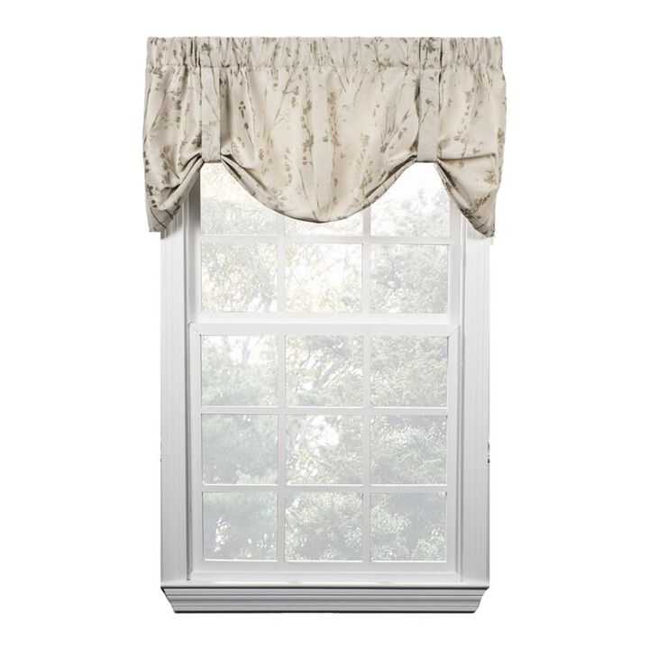 Ellis Curtain Meadow High Quality Room Darkening Solid Natural Stylish Color Lined Tie-Up Window Valance - 50 x22" - 50" x 22" Linen