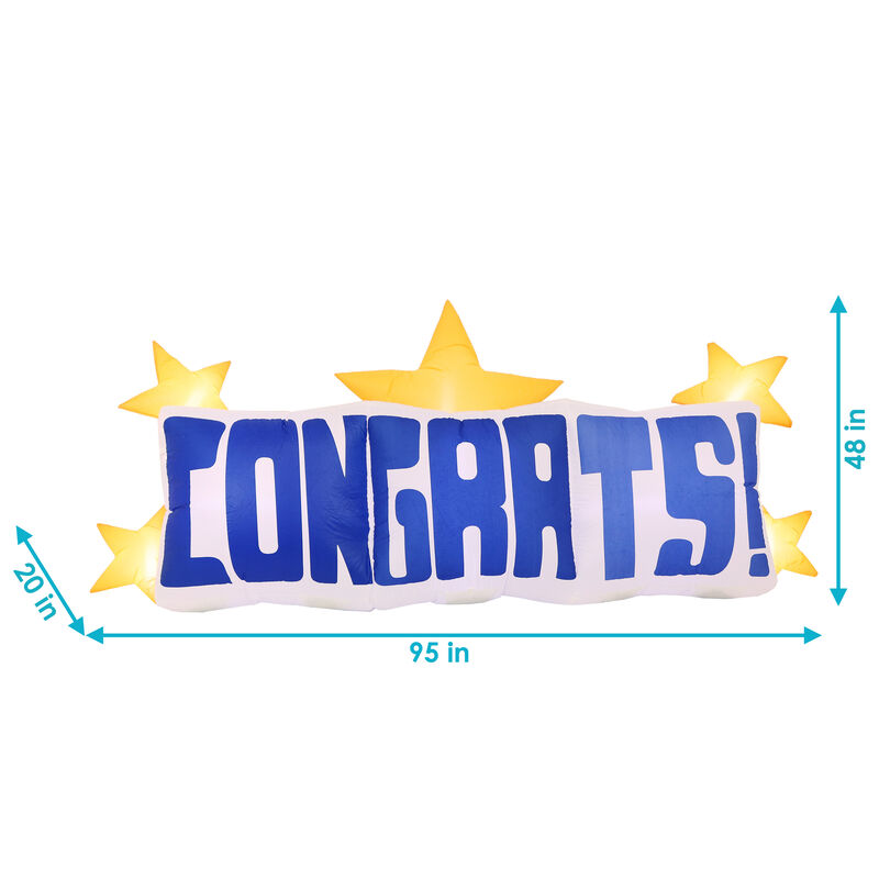 Sunnydaze Congrats Graduation LED Inflatable Party Decoration - 8 ft