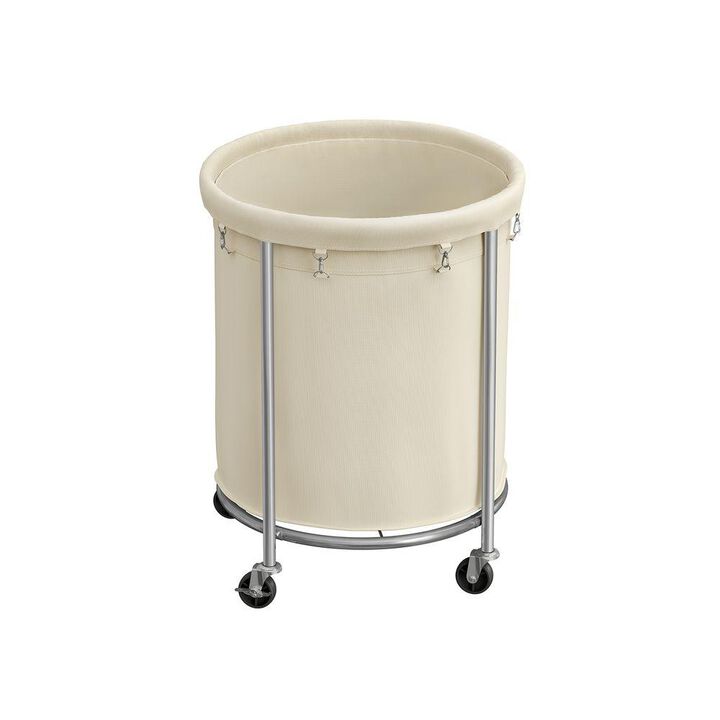 Laundry Basket with Wheels and Removable Bag, Steel Frame, 4 Casters and 2 Brakes