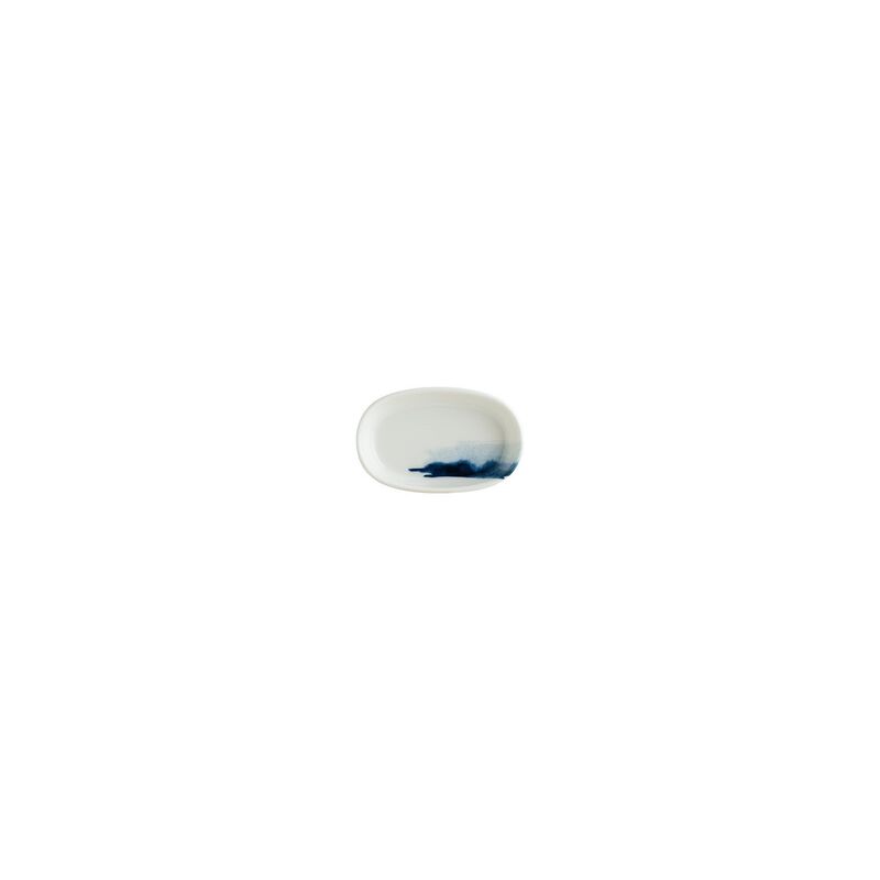 Blue Wave 4" x 2.5" x h:0.75" Oval Decorated Porcelain Platter (Set of 4)