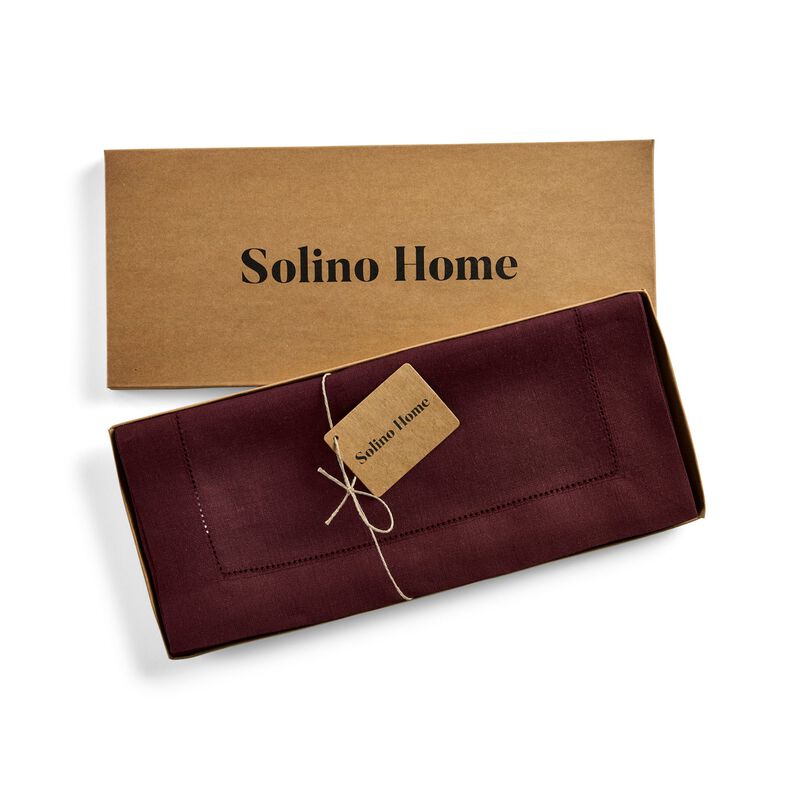 Solino Home 100% Pure Linen Table Runner | Classic Hemstitch for Thanksgiving, Christmas