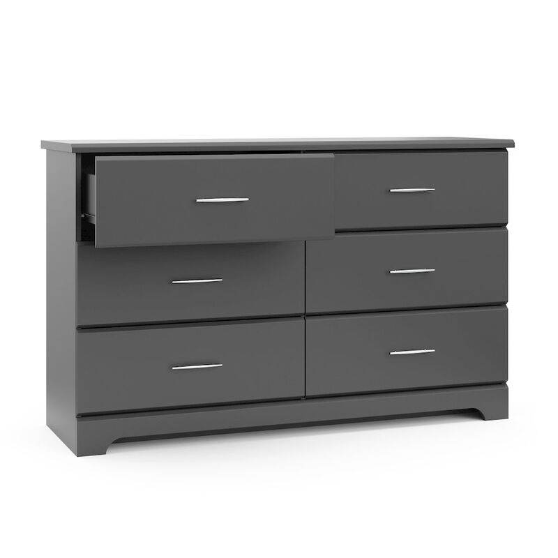 Storkcraft Brookside 6 Drawer Double Dresser (Pebble Gray)