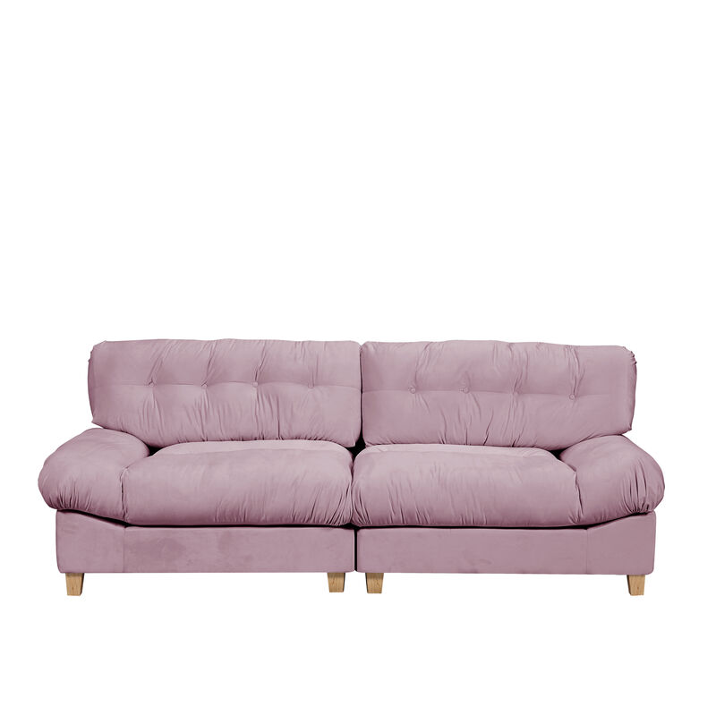 90.5 "Cloud separation sofa, Love Seat sofa , with 2 pillows, frosted velvet minimalist sofa，uitable for living room, apartment, bedroom, office, pink