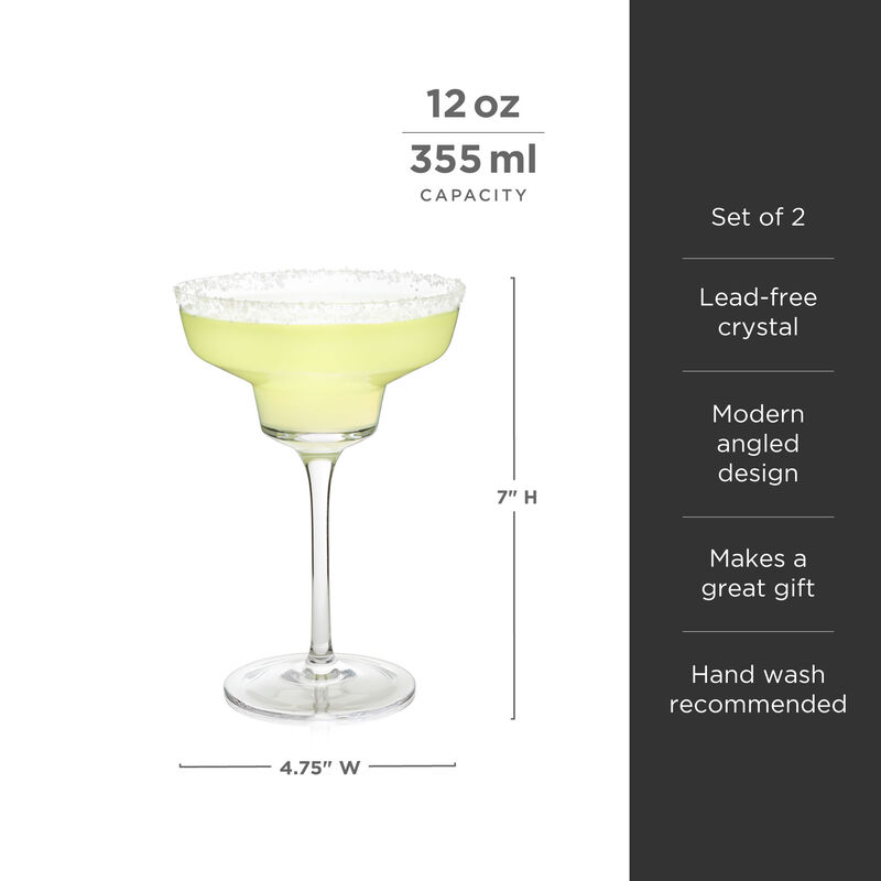 Raye Angled Crystal Margarita Glasses Set of 2