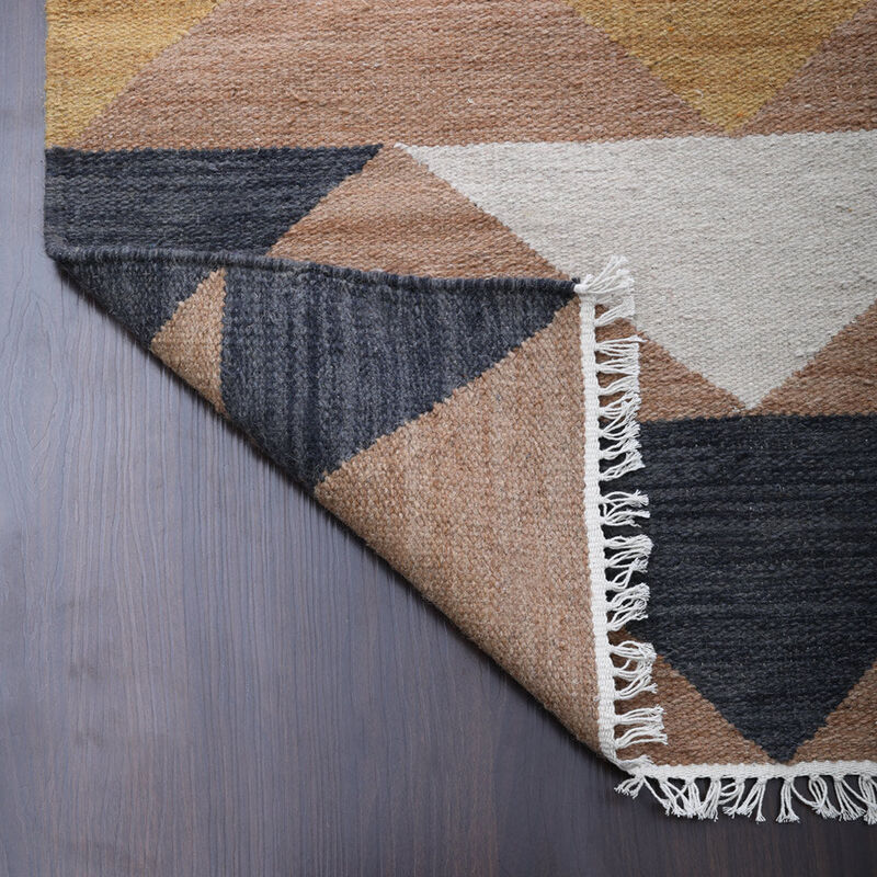 RUGSOTIC CARPETS HAND WOVEN FLAT WEAVE KILIM WOOL ECO-FRIENDLY AREA RUGS  - 4'x6', Rectangle Shape, Multicolor Color, Contemporary Modern Design, Low Pile Handmade Rugs for Living Room (D00134)