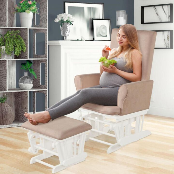 Hivvago Baby Nursery Relax Rocker Rocking Chair Glider and Ottoman Cushion Set