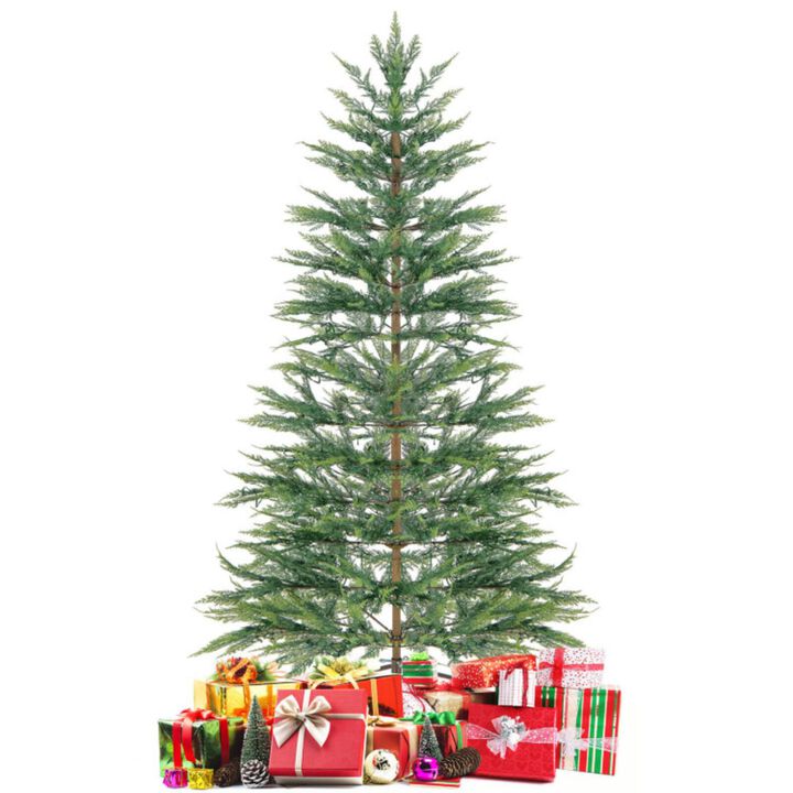 Hivvago 6.5/7.5 Feet Artificial Cypress Christmas Tree Pre-lit Hinged