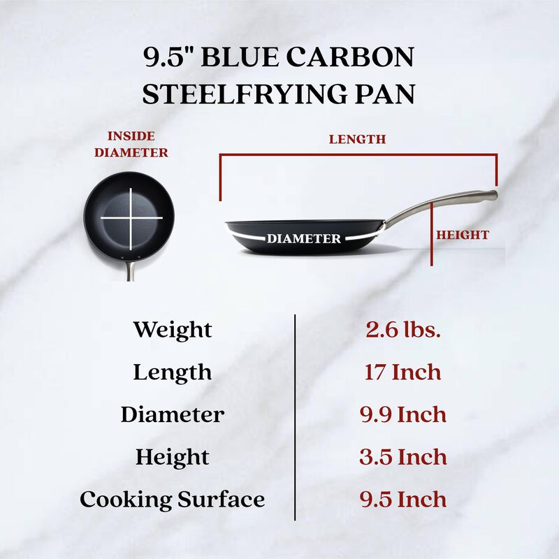 Alva Black Angus Carbon Steel Pan 11" Pre-Seasoned with Natural Mineral Oil, Non Toxic Hammered Carbon Steel Nonstick Frying Pan Skillet for Searing Steak Compatible w/ All Stovetops & Induction Safe