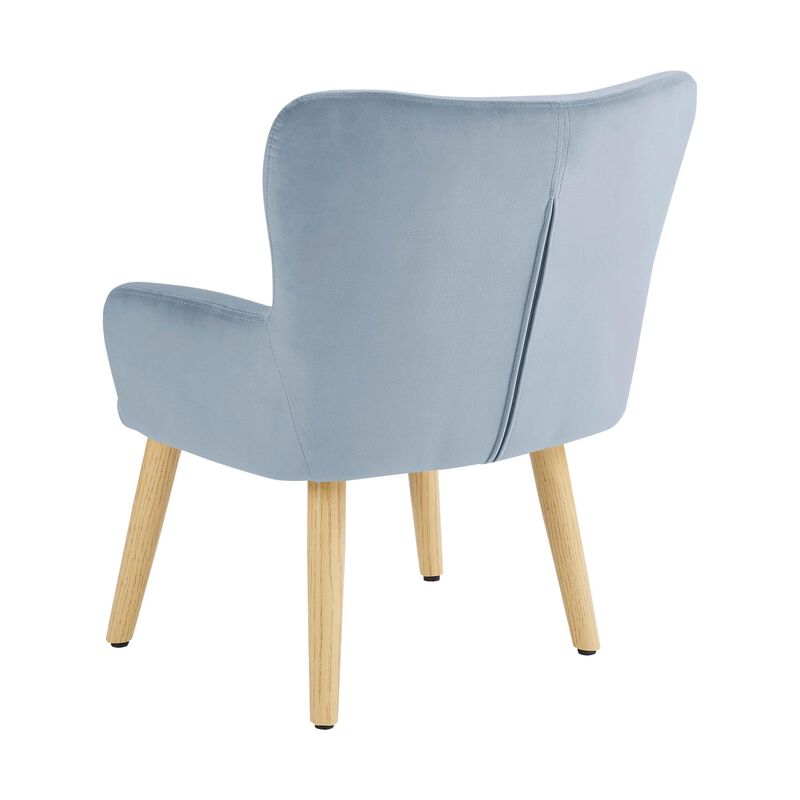 Astrid Kids Upholstered Accent Chair with Pine Legs, Ice Blue Velvet