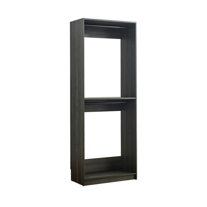 Dee Modular Closet System, 2 Compartments, 2 Hanging Rods, Black Finish