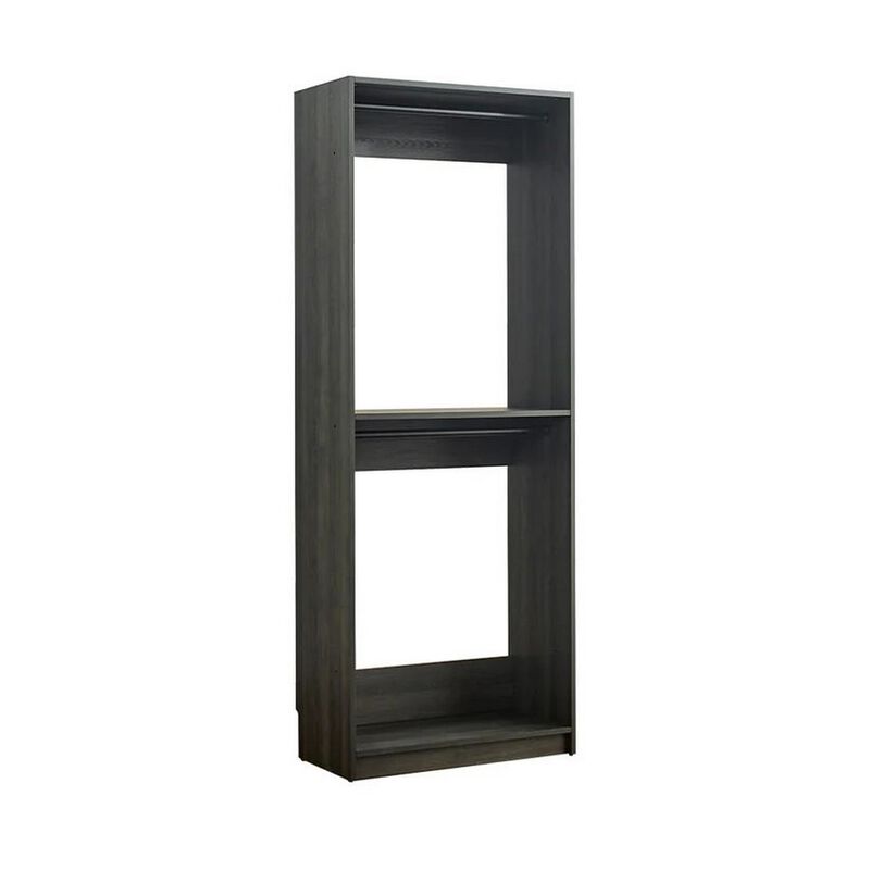 Dee Modular Closet System, 2 Compartments, 2 Hanging Rods, Black Finish