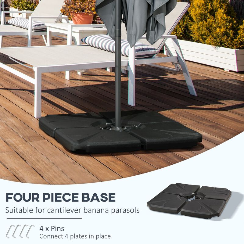 Black Umbrella Stabilizer: 4-Piece Base Set with 123lb Capacity