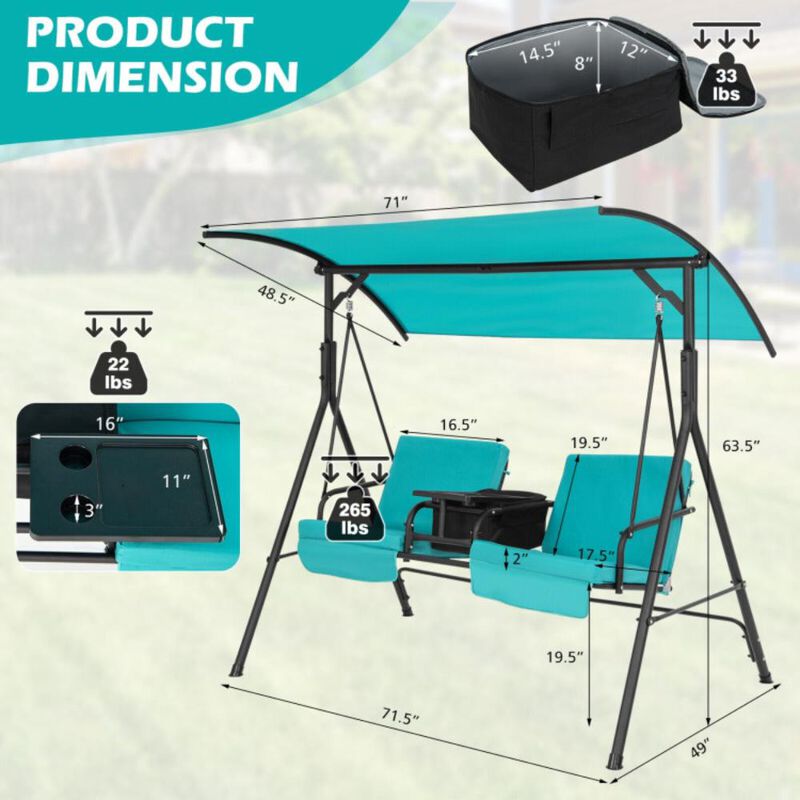 Hivvago Porch Swing Chair with Adjustable Canopy