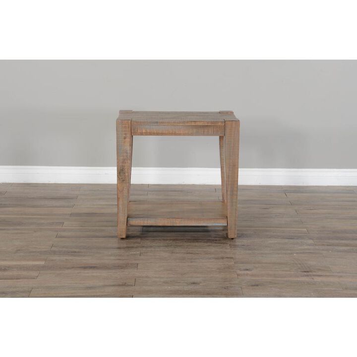 Sunny Designs 25 Modern Mindi Wood Chair Side Table in Weathered Brown