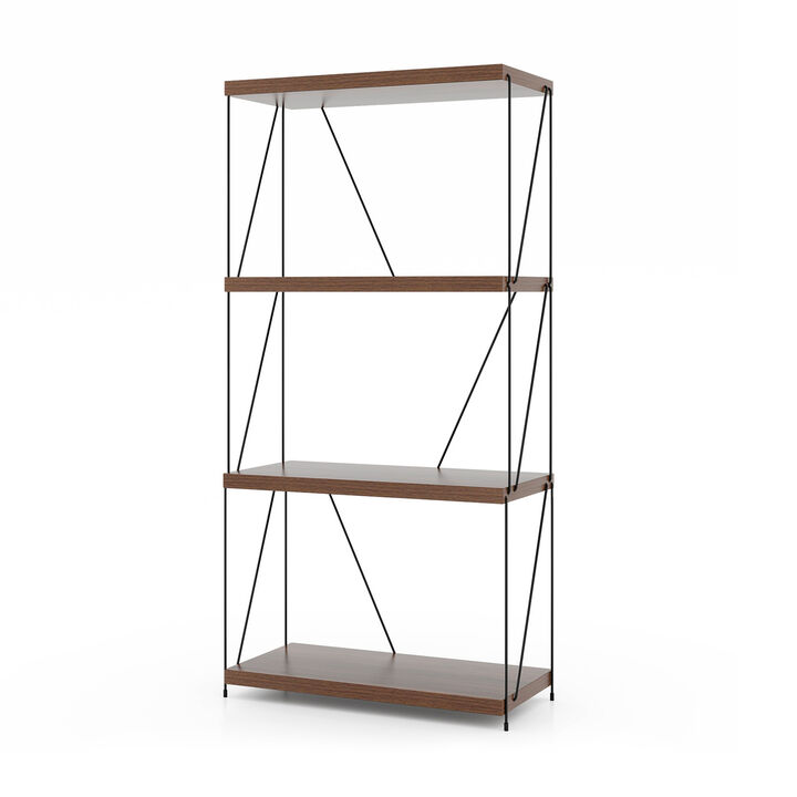 Multipurpose Display Rack with Metal Frame, Tiered Shelving