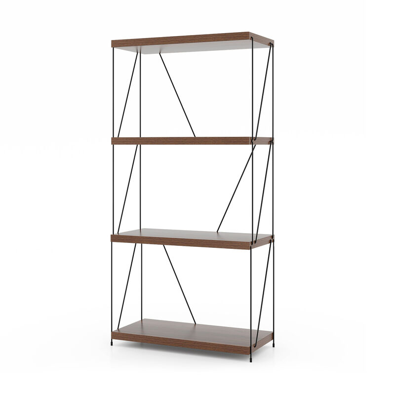 Multipurpose Display Rack with Metal Frame, Tiered Shelving