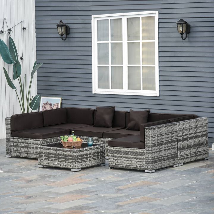7PC Rattan Wicker Sofa Set Sectional Couch Cushioned Furniture Patio Outdoor