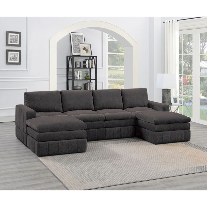 6-piece Modular Sectional Set in Mink Morgan Fabric
