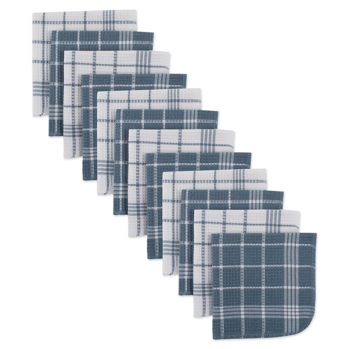 Set of 12 Blue Waffle Weave Dishcloth 13"