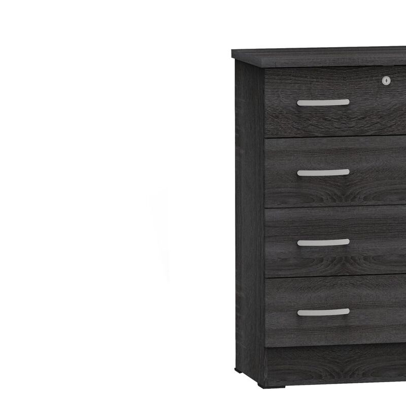 Better Home Products Cindy 4 Drawer Chest Wooden Dresser with Lock in Oak