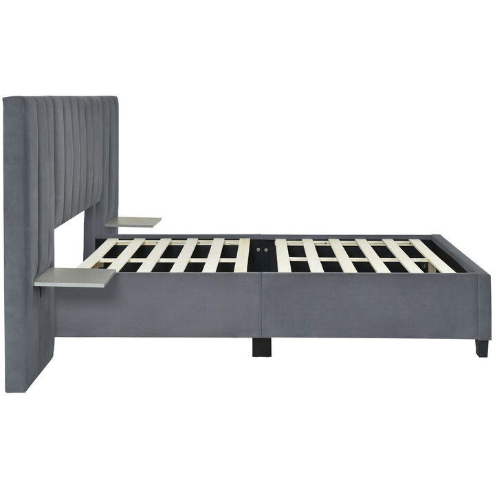 Merax Upholstered Platform Bed with Big Headboard