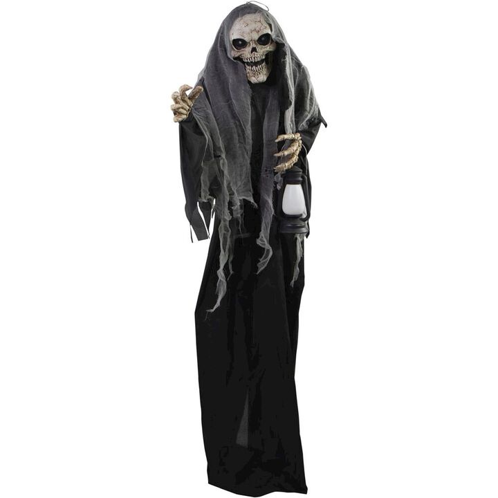 Haunted Hill Farm 71'' Standing Animated Reaper w/Lantern