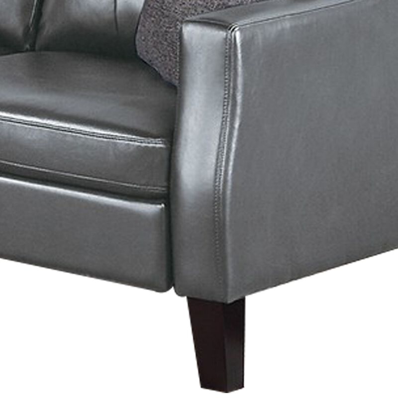 Hera 2 Piece Sofa and Loveseat Set, 4 Pillows, Classic Gray Faux Leather-Benzara