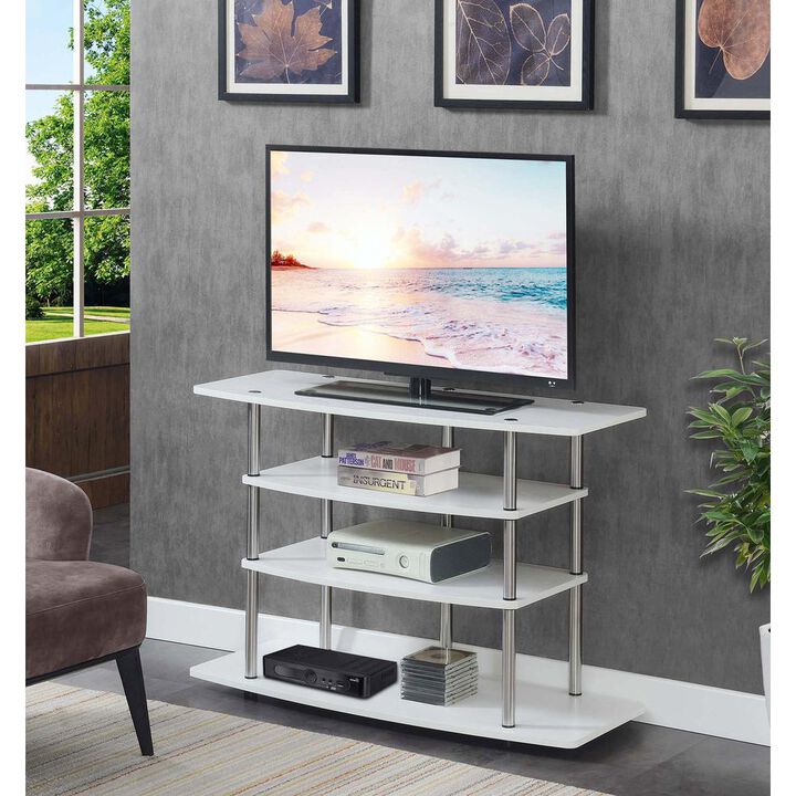 Convenience Concepts Designs2Go No Tools Wide Highboy 4 Tier TV Stand, White