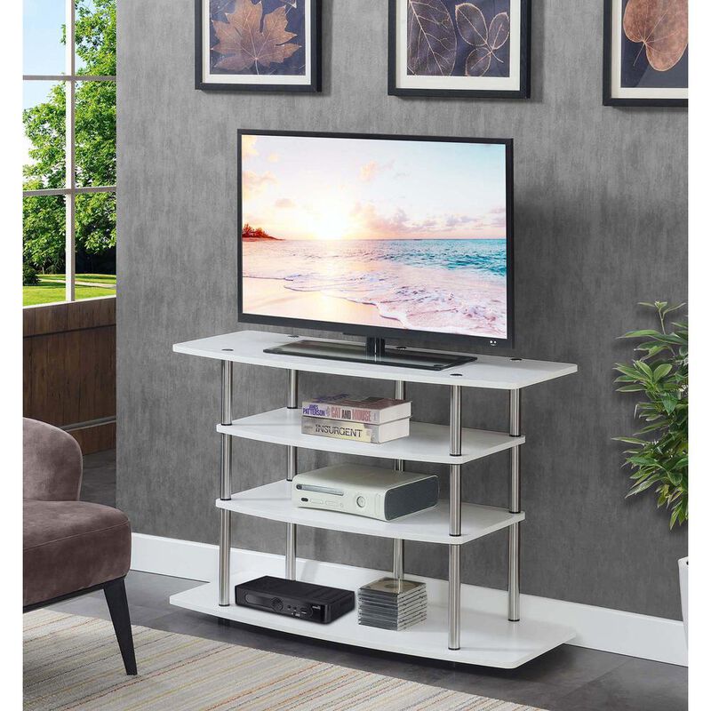 Convenience Concepts Designs2Go No Tools Wide Highboy 4 Tier TV Stand, White