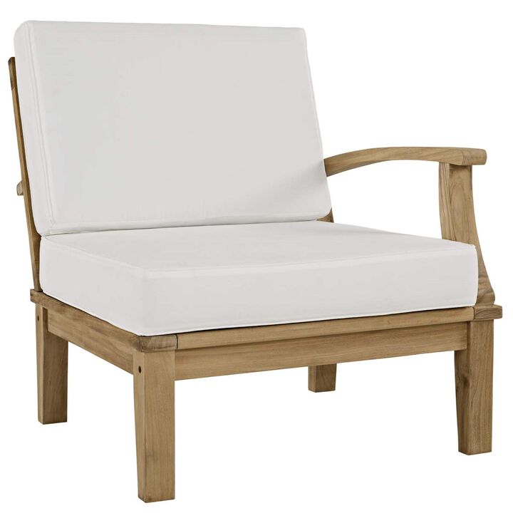 Marina Teak Wood Outdoor Patio Right-Facing Sofa Chair - Luxury, Durable, All-Weather Cushions - Part of Marina Patio Furniture Set