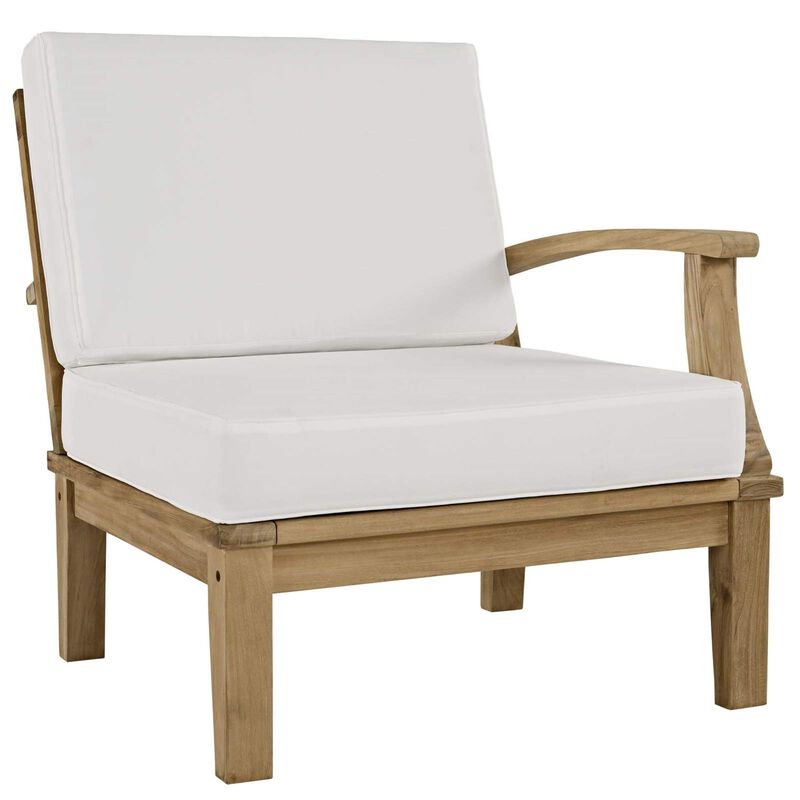 Marina Teak Wood Outdoor Patio Right-Facing Sofa Chair - Luxury, Durable, All-Weather Cushions - Part of Marina Patio Furniture Set