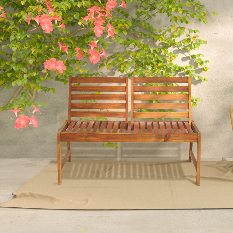 Outdoor Patio Bench Durable Seating with Adjustable Backrest for Garden & Backyard Relaxation