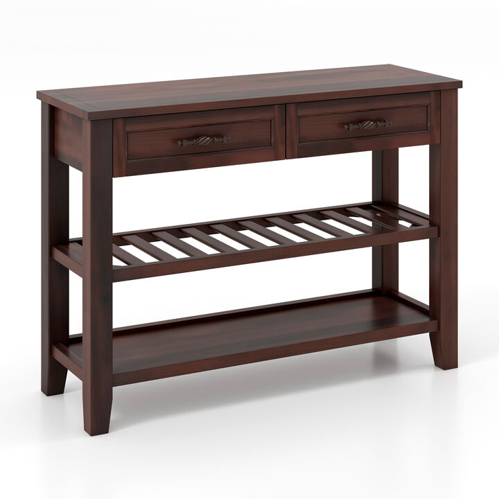 3-Tier Console Table with 2 Drawers for Living Room or Entryway Storage and Decor