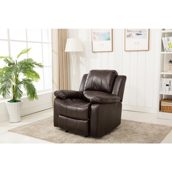 Comfort Pointe Clifton Burnished Brown Leather Gel Glider Rocker Recliner