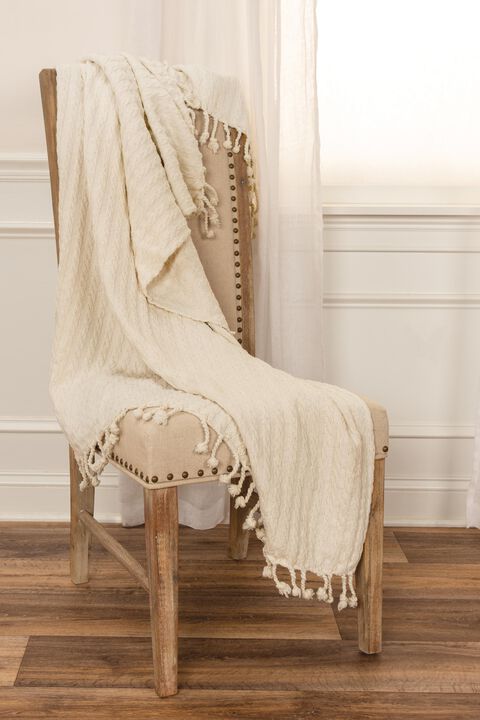Ivory 50" x 60" Throw Blanket