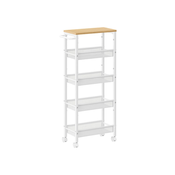 5-Tier Rolling Utility Cart with Handle - Sturdy Metal Frame for Versatile Storage