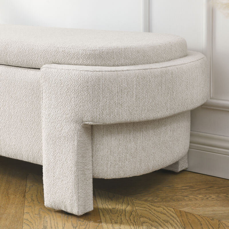 Gewnee Linen Fabric Upholstered Bench,Beige