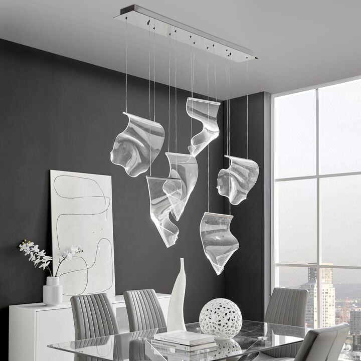 Acrylic Lace Chandelier Chrome Acrylic Integrated LED Dimmable