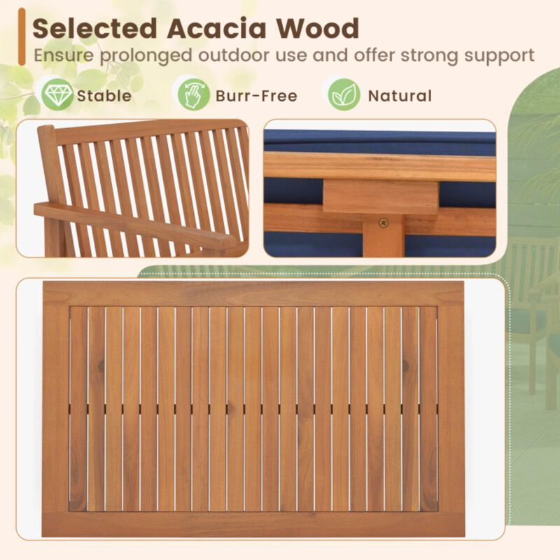 Hivvago 4 Piece Patio Wood Furniture Set Acacia Wood Sofa Set with Loveseat