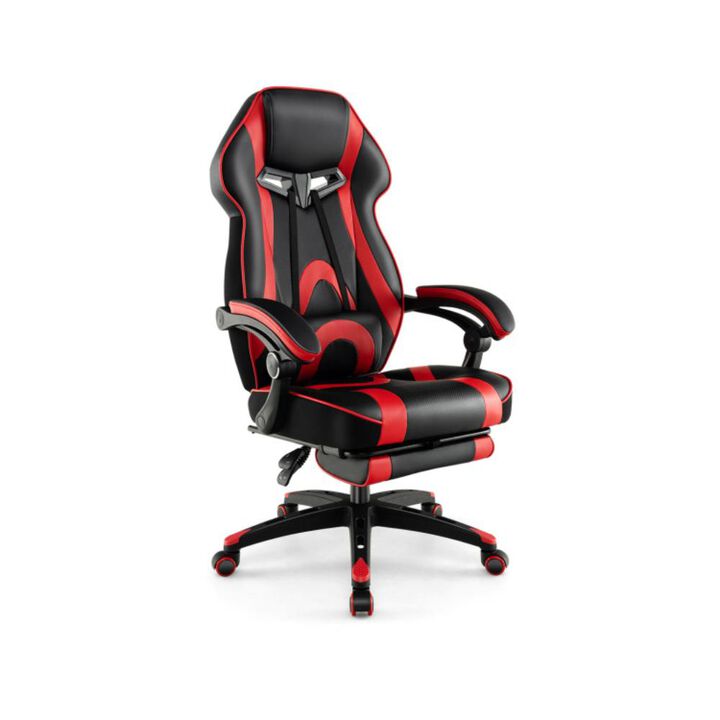 Hivvago Gaming Chair Racing Style Swivel Chair with Footrest and Adjustable Lumbar Pillow