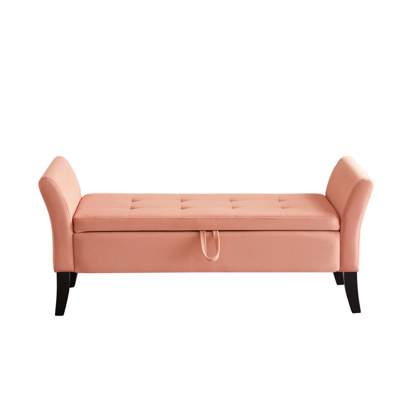51.5" Bed Bench With Storage Pink Velvet