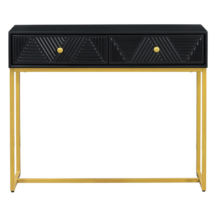 Merax Modern Sleek Console Table with 2 Drawers