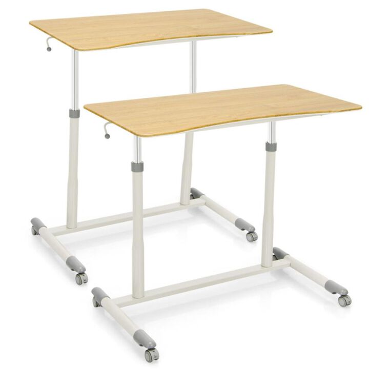 Hivvago Height Adjustable Computer Desk Sit to Stand Rolling Notebook Table