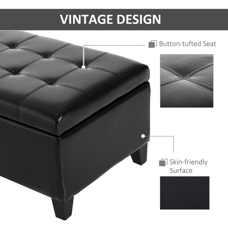 51" Tufted Top Storage Ottoman Bench PU Leather Organizer Chair Footstool Large