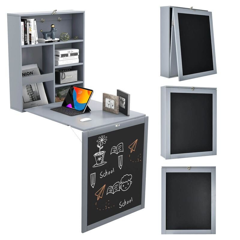 Convertible Wall Mounted Table with A Chalkboard