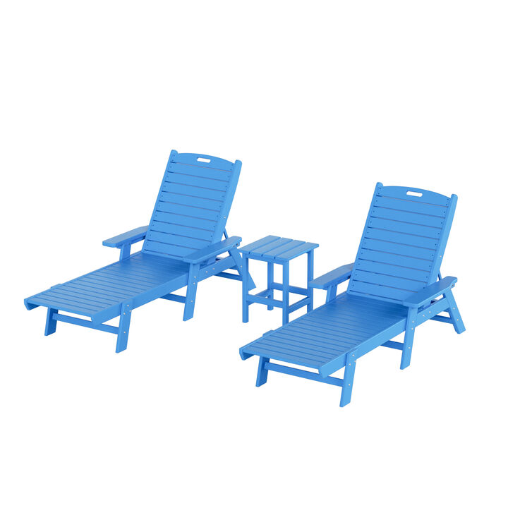 WestinTrends Adirondack Outdoor Chaise Lounge with Side Table Set