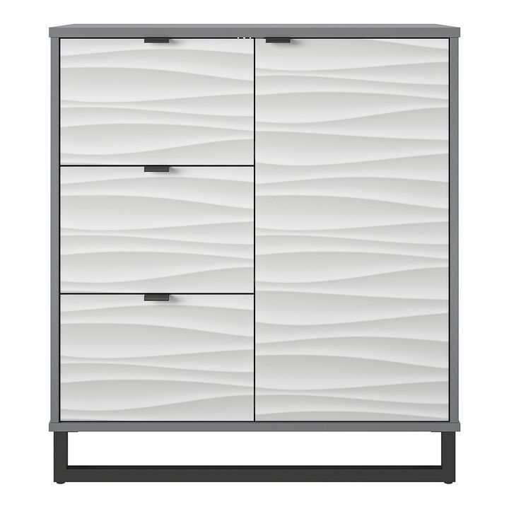 Ameriwood Home Monterey 1 Door / 3 Drawer Accent Cabinet, Faux Wave and Graphite Gray